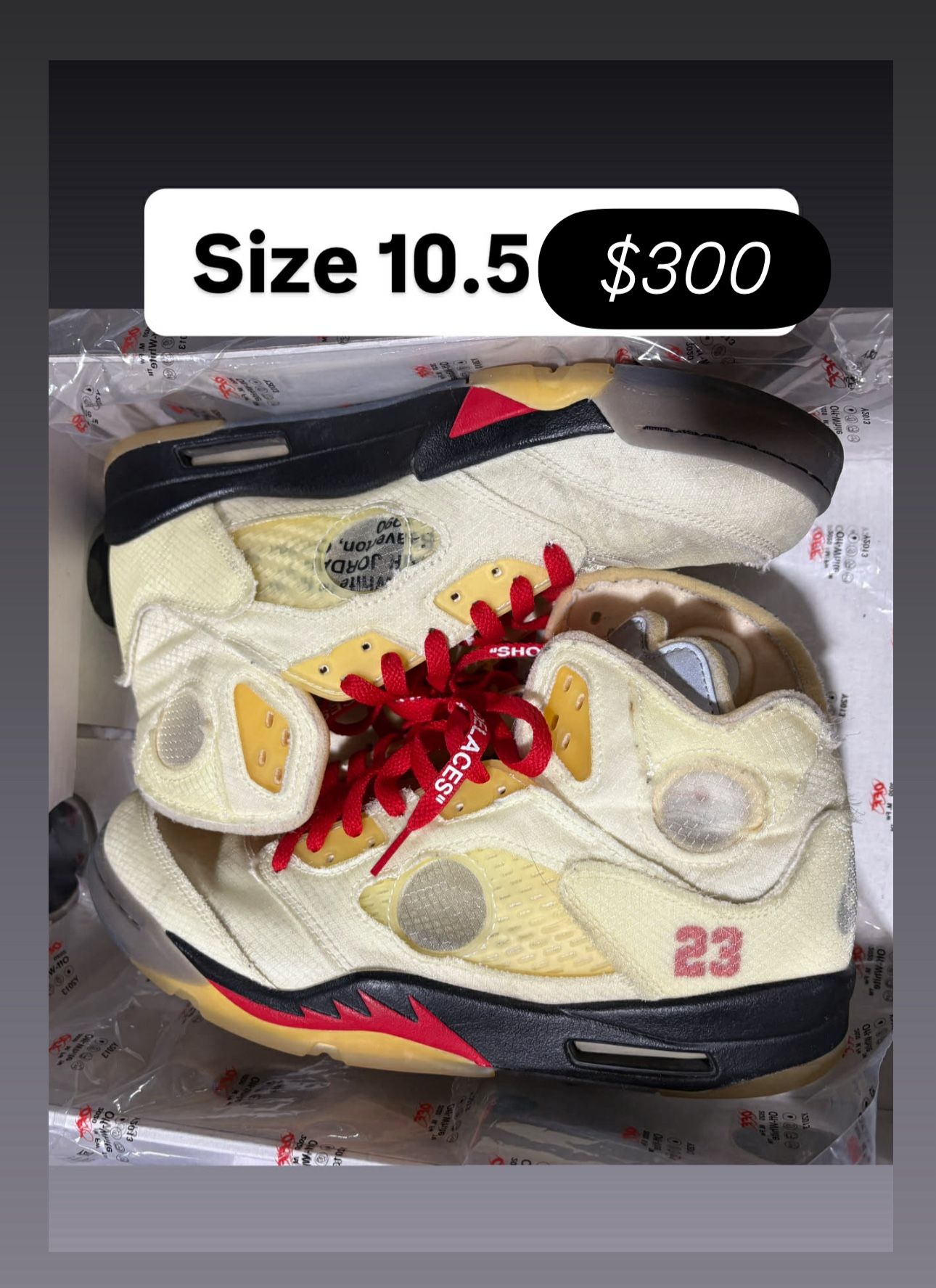 Jordan Retro 5s Off White Size 10.5 Men Authentic