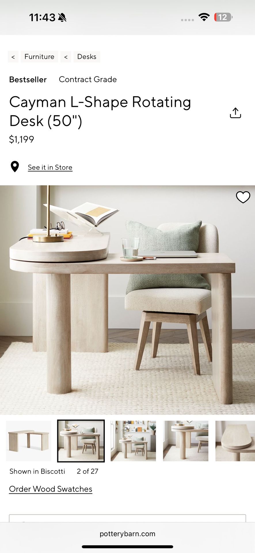 Pottery Barn Desk Cayman Retail $1200