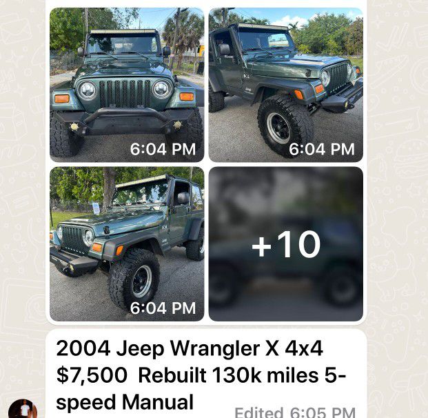 2004 Jeep  Wrangler 4x4  (Manual Transmission )