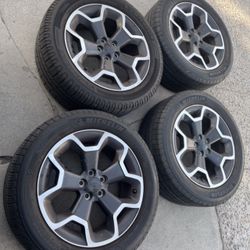 4 — 225/55r17 5x100 5x3.94 Stock Subaru Forester Crosstrek Outback Wheels Rims Good 80% Treads Michelin Tires!!