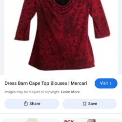 Dress Barn Women's Size 1X Red & Black Floral Blouse