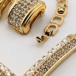 AUTHENTIC RARE VINTAGE Christian Dior Rhinestone Necklace & Earrings Set
