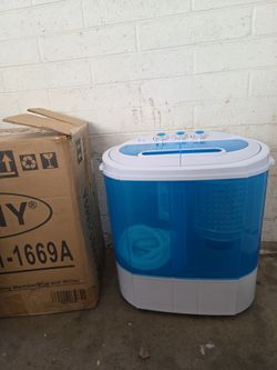 ZENY portable clothes washing machine mini twin tub small laundry washer aparment spin dryer 9.9 lbs