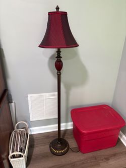 Traditional Floor Lamp with Red Shade