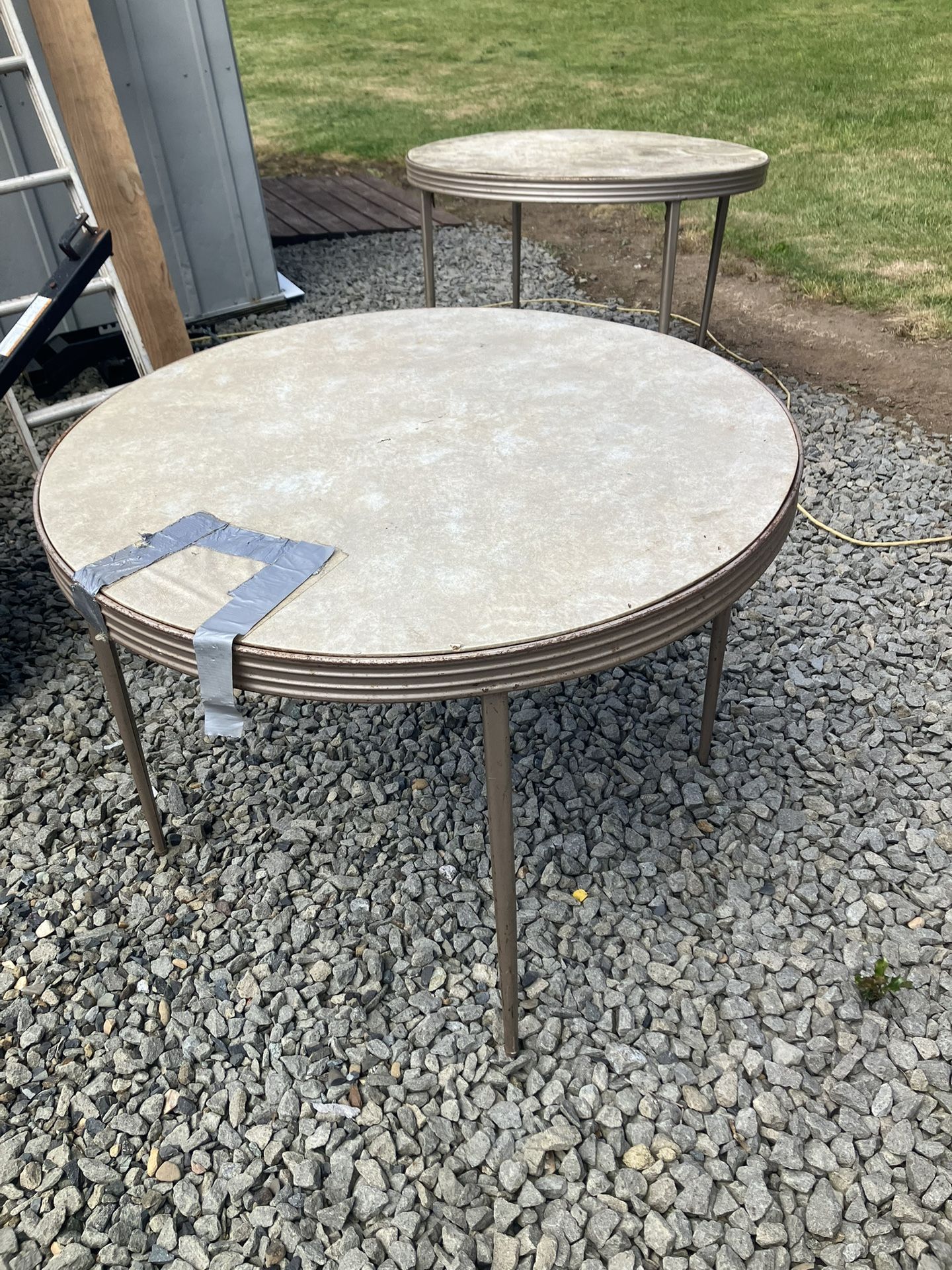 Yard Sale Tables And Metal Rack