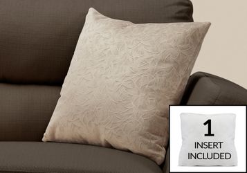 Beige Textured Throw Pillow with Insert