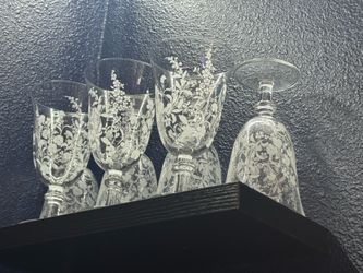 Etched Floral Goblets