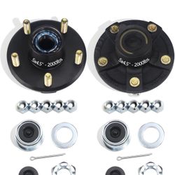 2 Sets Trailer Hub Kits 5 on 4.5'' 2000 lbs 1-1/16'' Straight Spindle Pre-Lubed