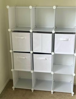 12-Cube Modular Storage Organizer with Fabric Bins