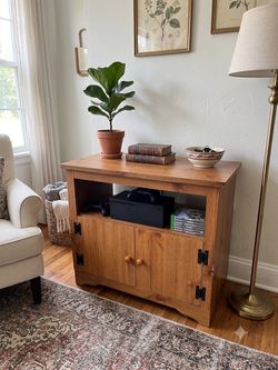 Wheeled Solid Wood TV Stand / Media Console / Storage Cabinet