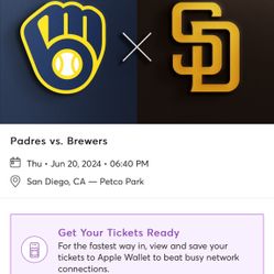 6/20 THURSDAY Padres Game vs MIL