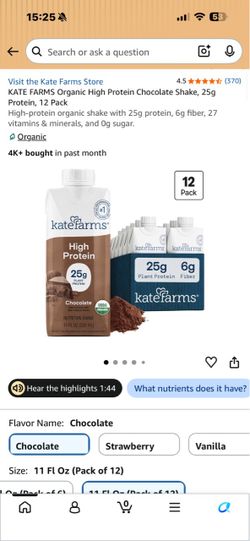 Kate Farms High Protein Chocolate Shake 12-Pack