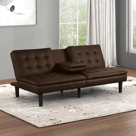 New Brown futon, Sofa Bed Faux Leather