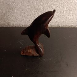 GORGEOUS Solid Ironwood 4" Dolphin Sculpture.
