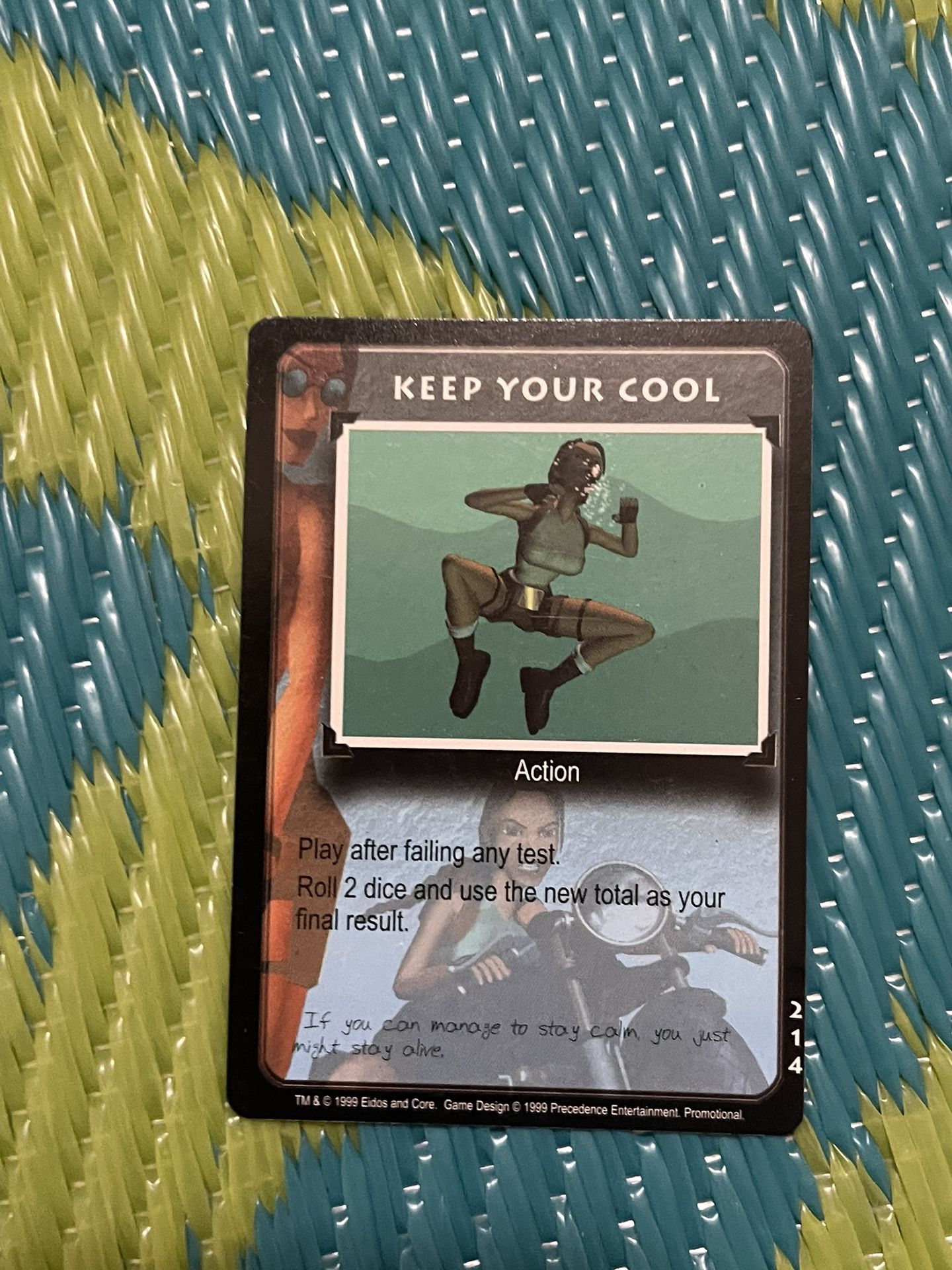 214 KEEP YOUR COOL PROMO ACTION CARD LARA CROFT TOMB RAIDER CCG 1999