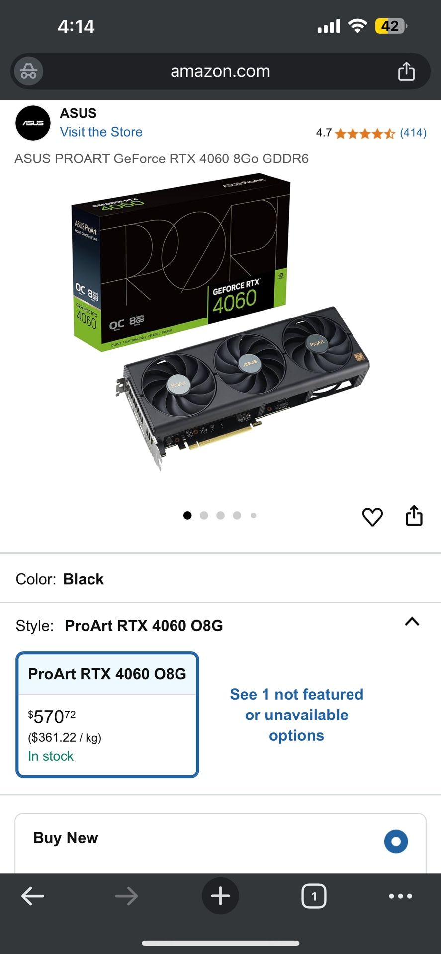 GRAPHICS CARD ASUS PROART GeForce RTX 4060 8Go GDDR6