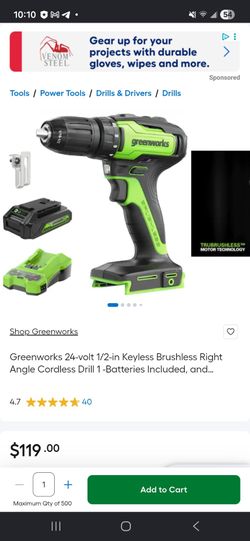 Greenworks 24V Brushless Cordless Drill with Battery