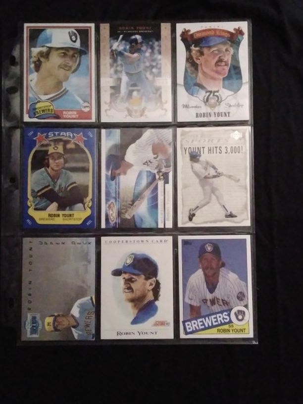 (9) Different ROBIN YOUNT Baseball Card Lot Milwaukee Brewers