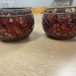 Indian Glass Tea Light Candle Holders