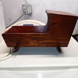 Real Wood Toy Baby Doll Bassinet 