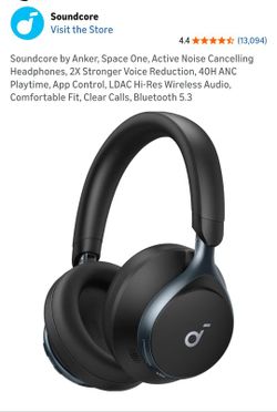 Soundcore by Anker, Space One, Active Noise Cancelling Headphones, 2X Stronger Voice Reduction, 40H ANC Playtime, AApp Control, LDAC Hi-Res Wireless A