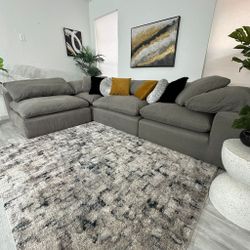 Sectional Modular Cloud Gray Performance Fabric 4 Seater - NIXON City Furniture - FREE DELIVERY