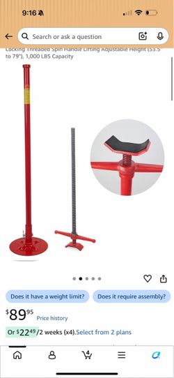 Stark USA Underhoist Support Stand 1/2 Ton Capacity Self Locking Threaded Spin Handle Lifting Adjustable Height (53.5" to 79"), 1,000 LBS Capacity 161