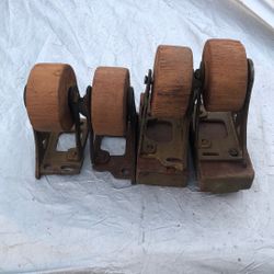 Vintage Heavy Duty Wooden Caster Wheels