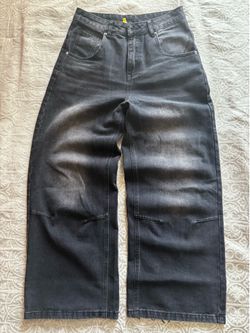 MYOURSA VINTAGE STYLE BLACK BAGGY JEAN