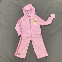 NWT Disney Winnie The Pooh Kids Pink Tracksuit Jacket Hoodie Pants 24 M