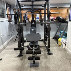 Smith Machine 1001 w/Bench Attachment | 230lb Bumpers Olympic Weights | 7ft Olympic Bar | Gym Equipment | FREE DELIVERY🚚