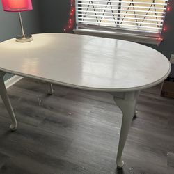 Wooden Table White 57” Oval
