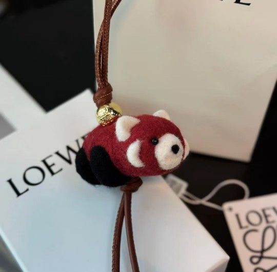 Loewe Felt Cowhide Raccoon Charms Anagram Dice Bag Charms New