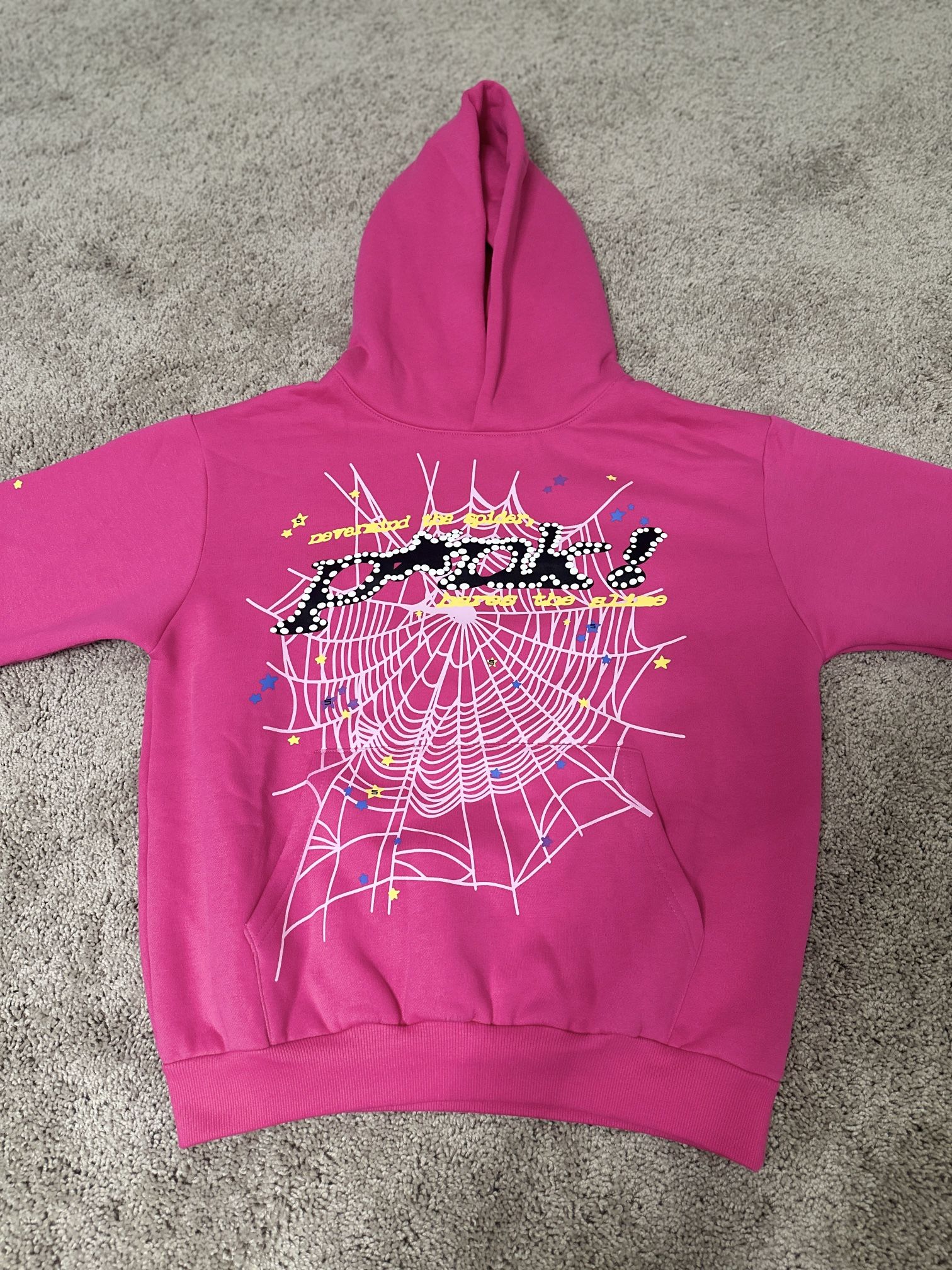 pink spider hoodie size medium