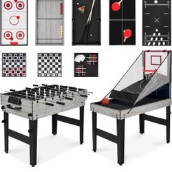 Best Choice Products 13-in-1 Combo Game Table Set for Home, Game Room, Friends & Family w/Ping Pong, Foosball, Basketball, Air Hockey, Archery, Chess,