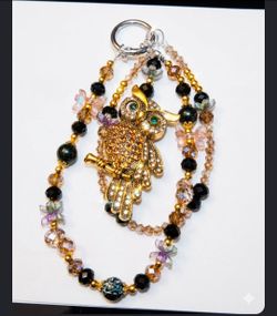 Beaded Owl Charm Lanyard or Keychain