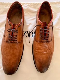 Zara Men’s Soft Leather Dress Shoes Brown EU 43 US 10 Made Portugal