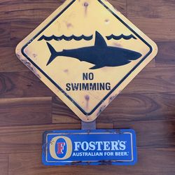 Vintage Foster’s beer “No Swimming” sign