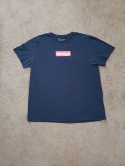 Bowery Supply Co Savage T-Shirt Men’s XL Navy Red Box Logo Graphic Tee