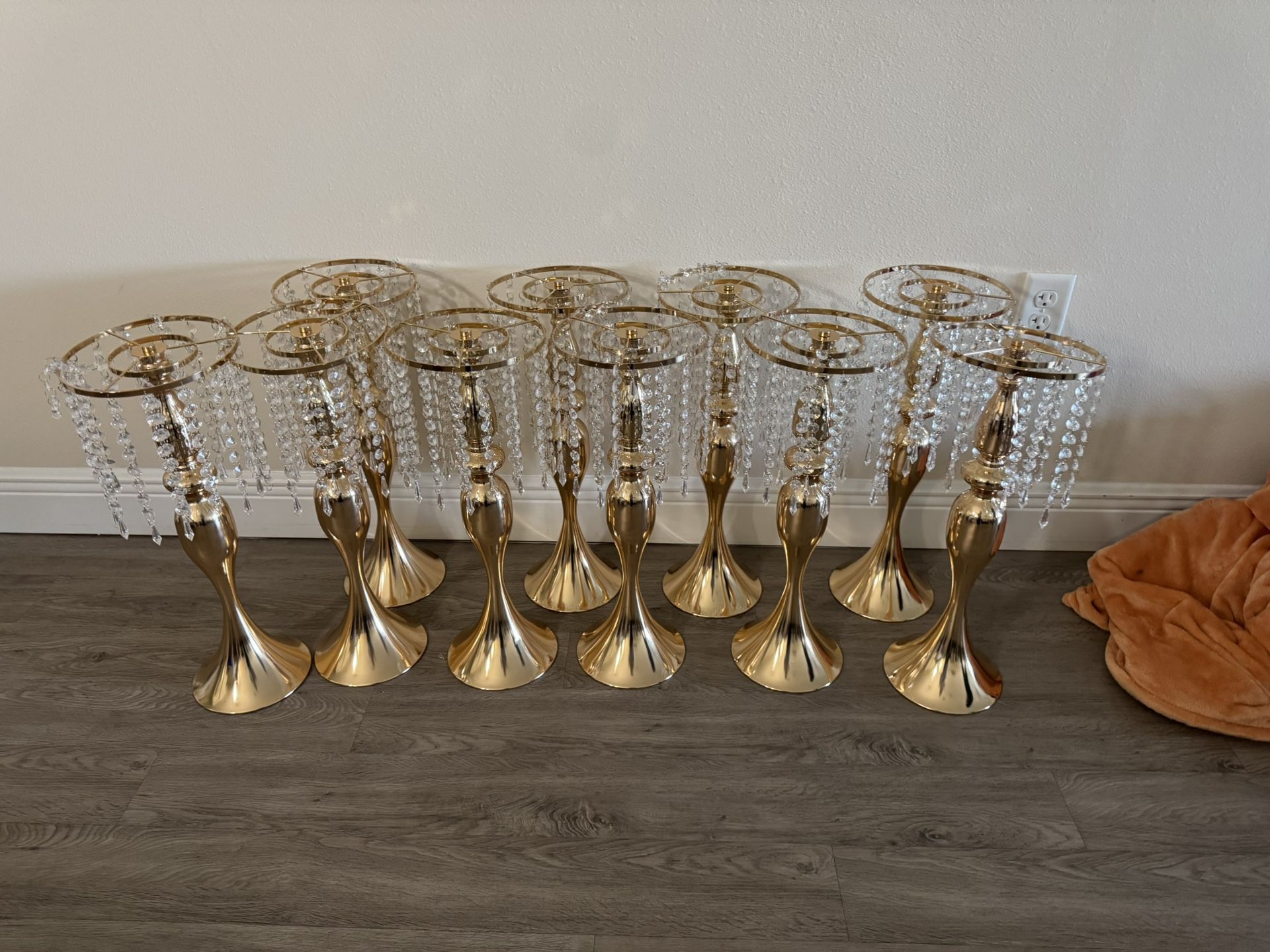 Gold With Crystal Tall Table Center Pieces