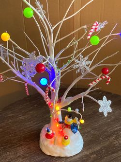 Pending: Avon Fiber Optic Winter Tree Snowman Lights & Plays Christmas Music *missing cord/cover see description*