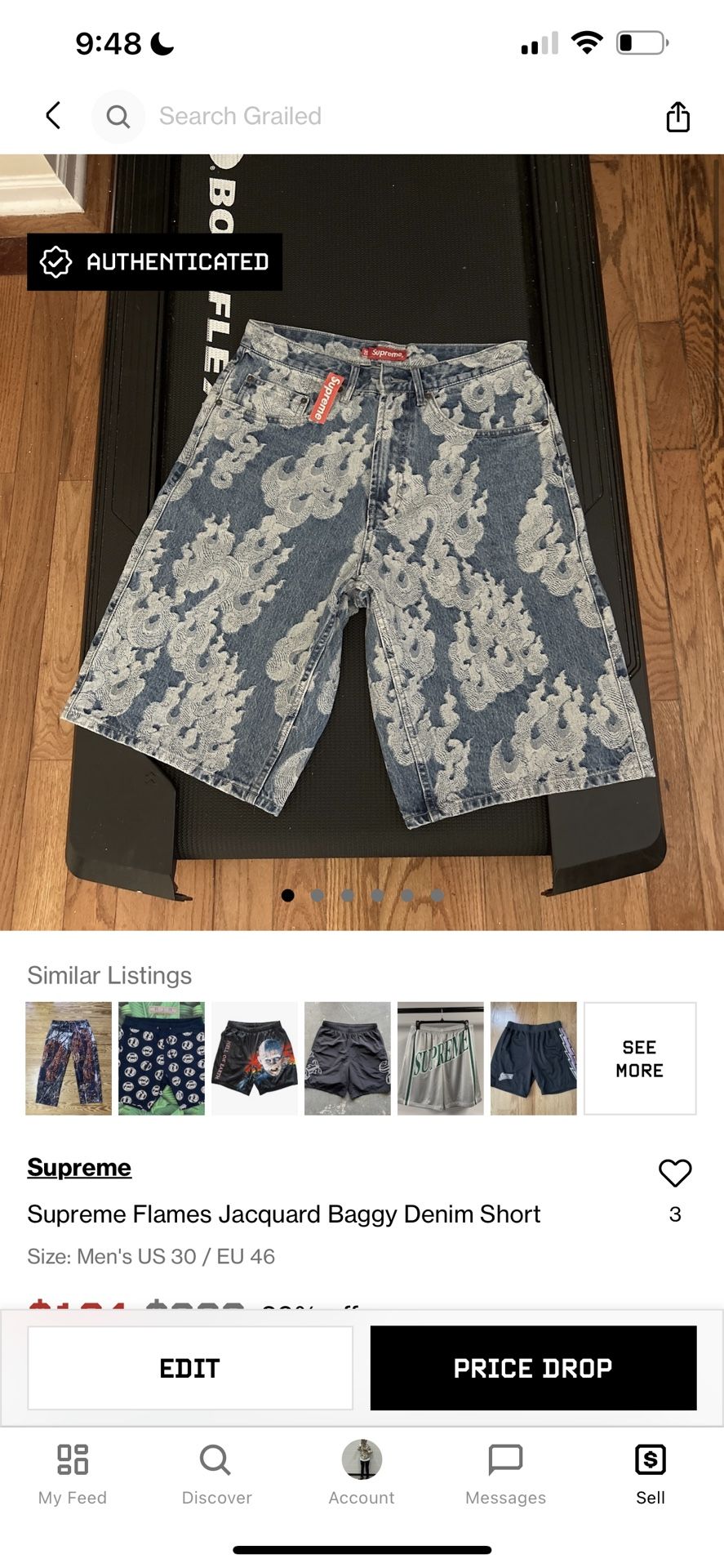 パンツ supreme Flames Jacquard Denim Shorts 38 Supreme Flames Jacquard Baggy Denim Short Washed Black Men's