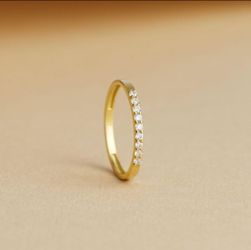 925 Gold Tone Crystal Band Ring