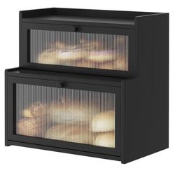 🚨 NEW Double Layer Bamboo Bread Box w/ Window – Kitchen Must $40 🚨