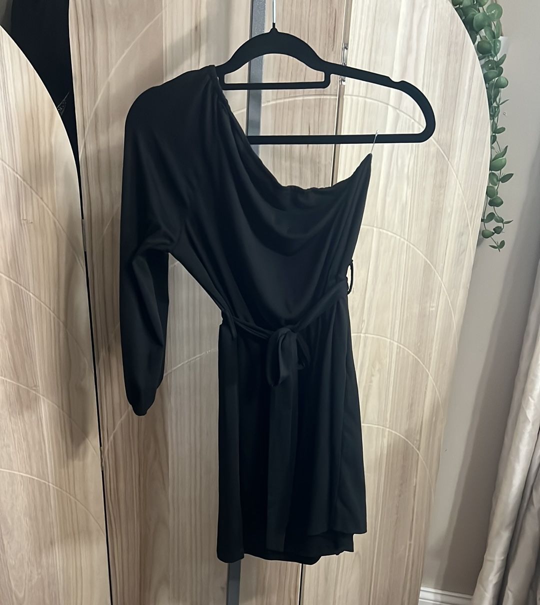 Black One Shoulder Shorts Romper
