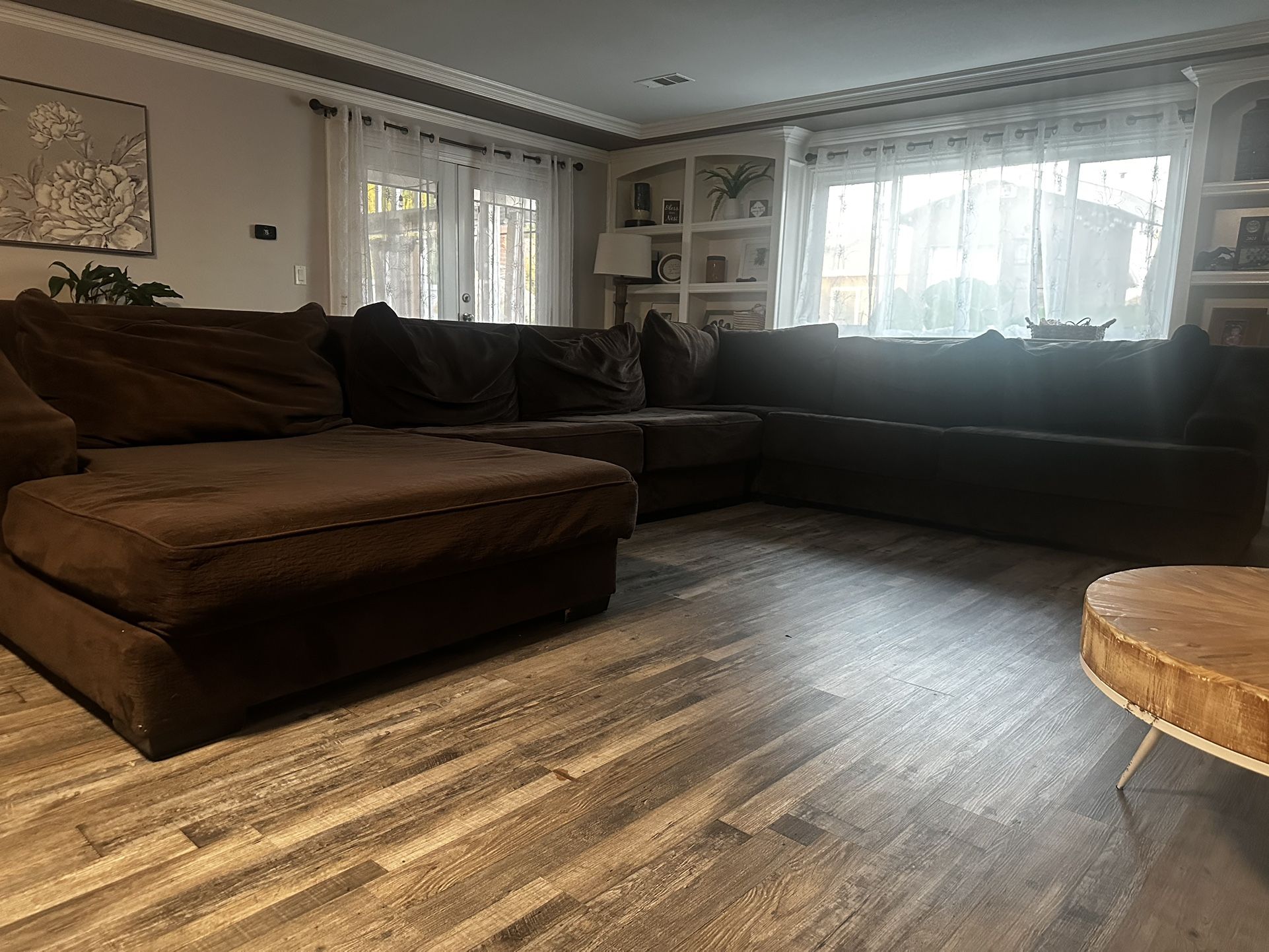 Big Sectional Couch Dark Brown
