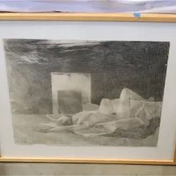 Vintage Pencil Drawing Signed By Artist Circa 1970s