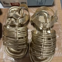Zara Gold Strappy Toddler Sandals Size 9 