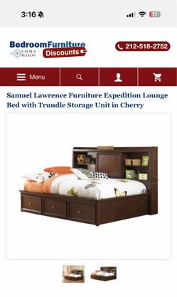 Samuel Lawrence Furniture Expedition Lounge Bed with Trundle Storage Unit in Cherry
