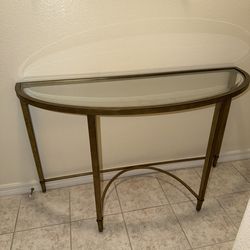 Console Table Half Moon with Glass Top – Gold Metal Base